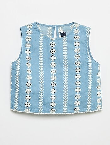 Blouse sans manches avec broderies all over