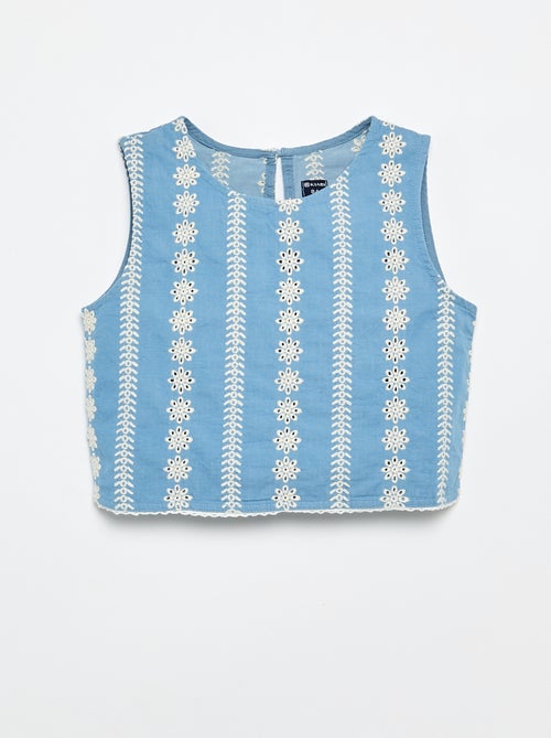 Blouse sans manches avec broderies all over - Kiabi