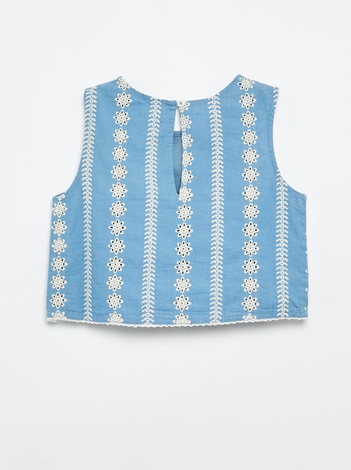 Blouse sans manches avec broderies all over - Kiabi