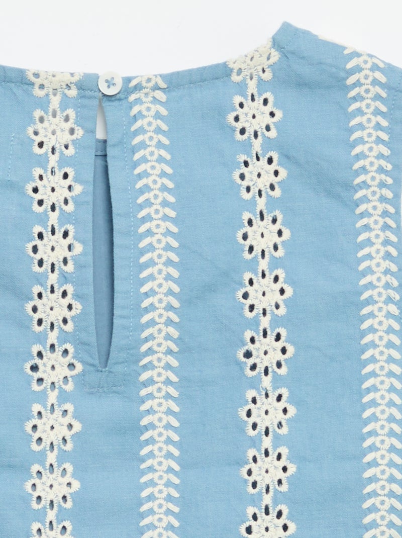 Blouse sans manches avec broderies all over Bleu - Kiabi