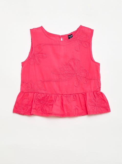 Blouse sans manches avec broderies fleuries - Kiabi
