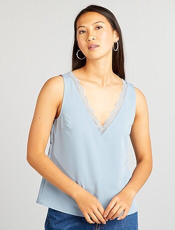 Blouse sans manches avec col en dentelle