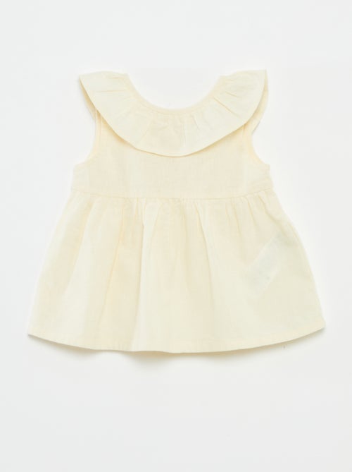 Blouse sans manches avec plastron volanté - Kiabi