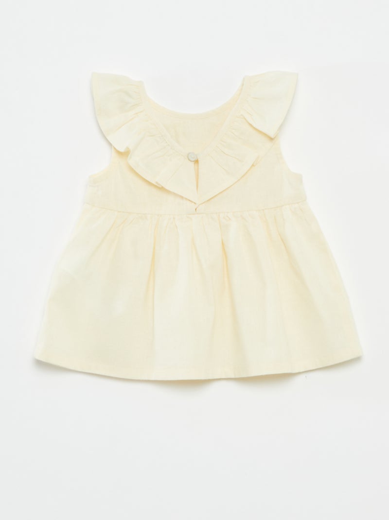 Blouse sans manches avec plastron volanté beige - Kiabi