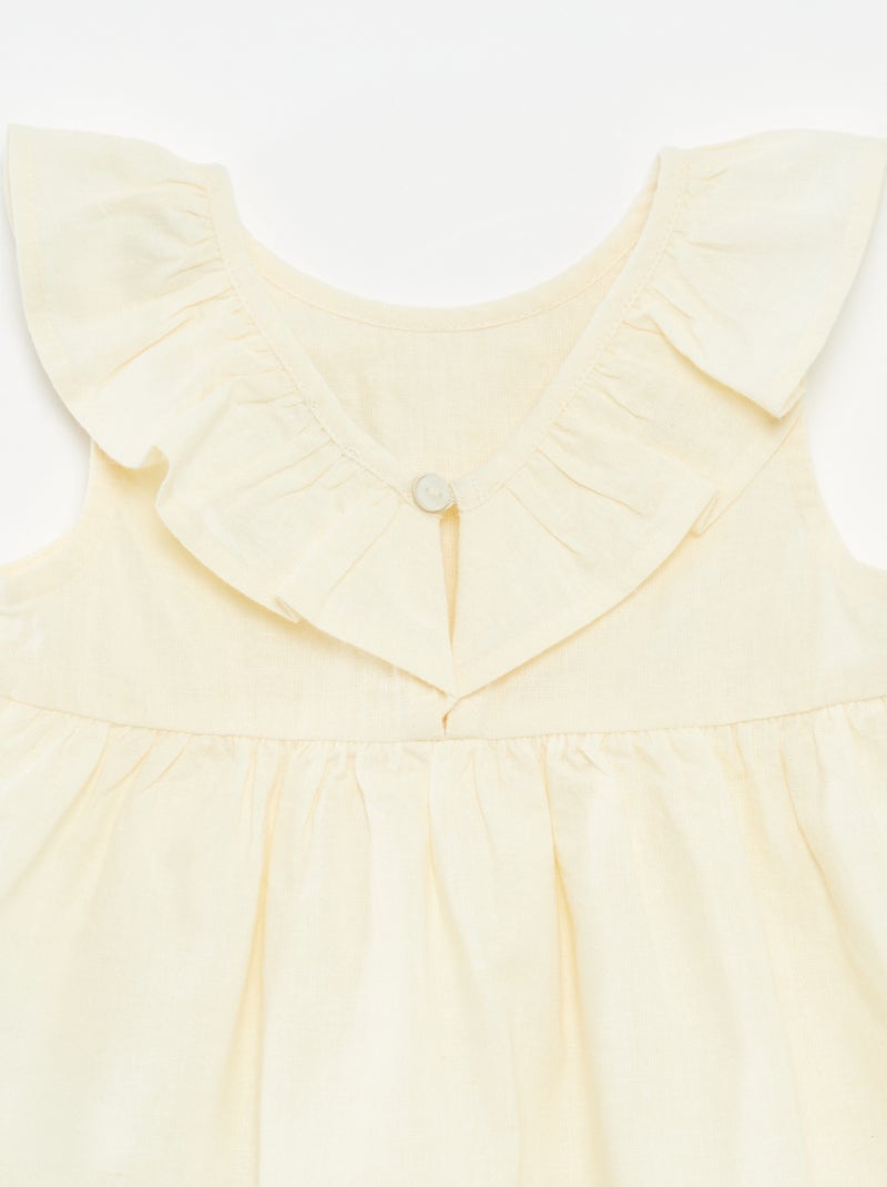 Blouse sans manches avec plastron volanté beige - Kiabi