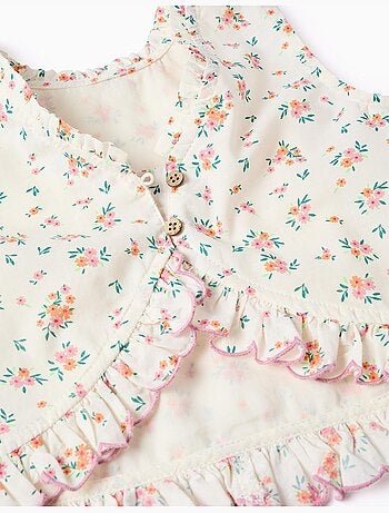 Blouse sans manches en coton avec motif floral