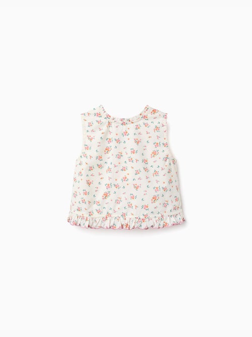 Blouse sans manches en coton avec motif floral - Kiabi