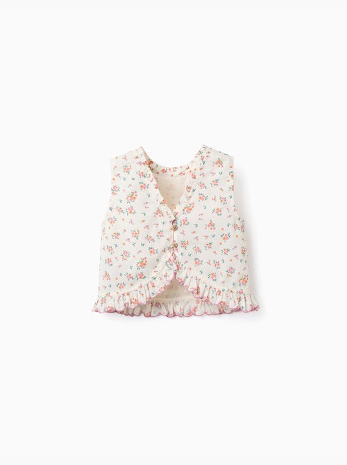 Blouse sans manches en coton avec motif floral - Kiabi