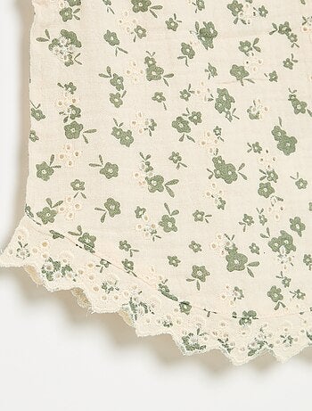 Blouse sans manches en gaze de coton avec broderies anglaises