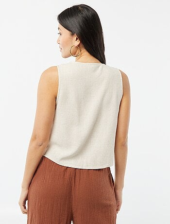 Blouse sans manches en lin mélangé