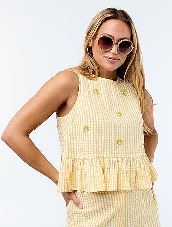 Blouse sans manches maille gaufrée