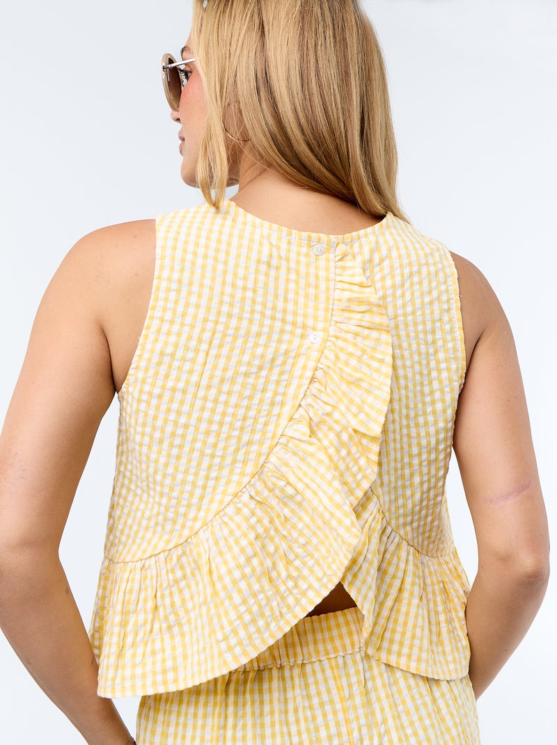Blouse sans manches maille gaufrée Jaune - Kiabi