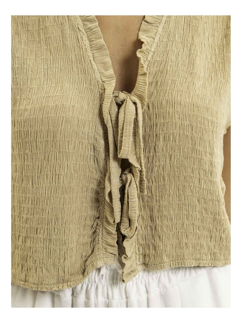 Blouse sans manches smocke OZAKIA Beige - Kiabi