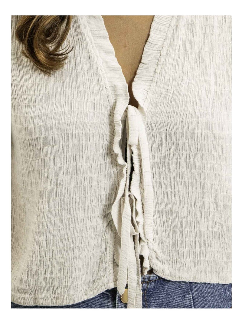 Blouse sans manches smocke OZAKIA Blanc - Kiabi