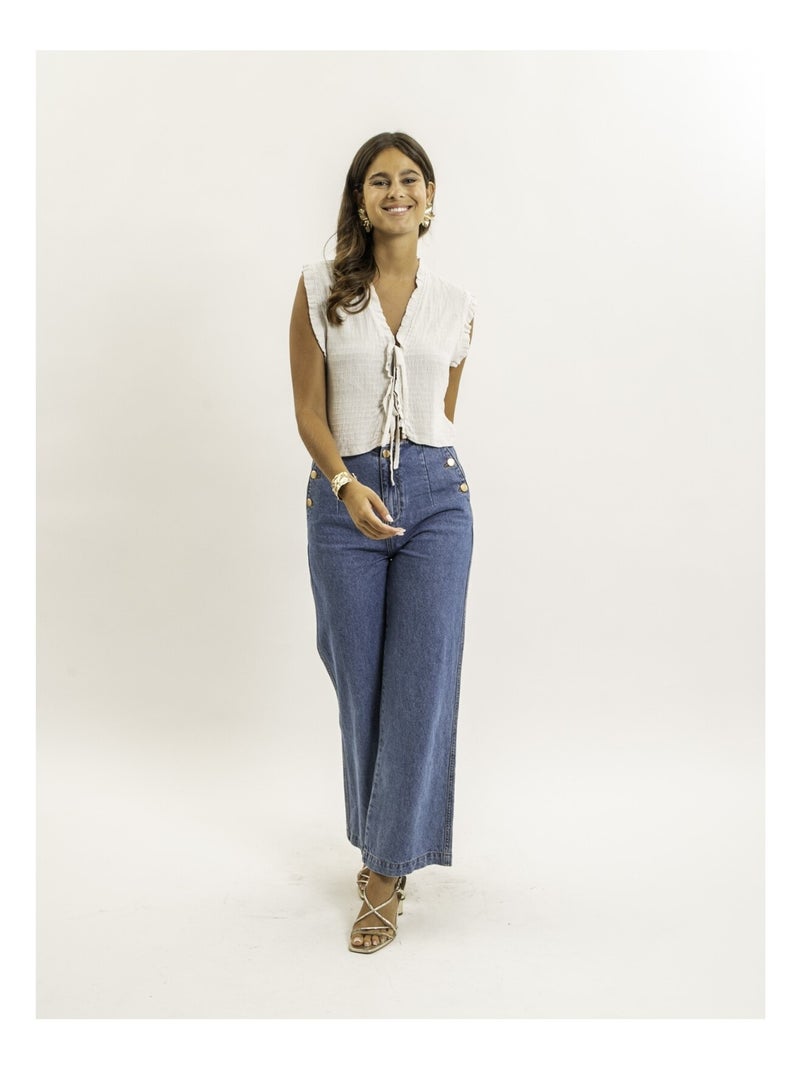 Blouse sans manches smocke OZAKIA Blanc - Kiabi