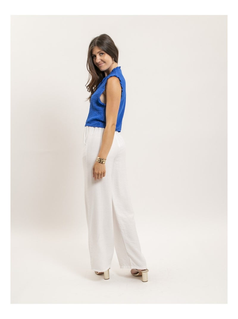 Blouse sans manches smocke OZAKIA Bleu roi - Kiabi