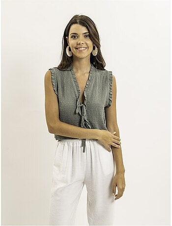 Blouse sans manches smocke OZAKIA