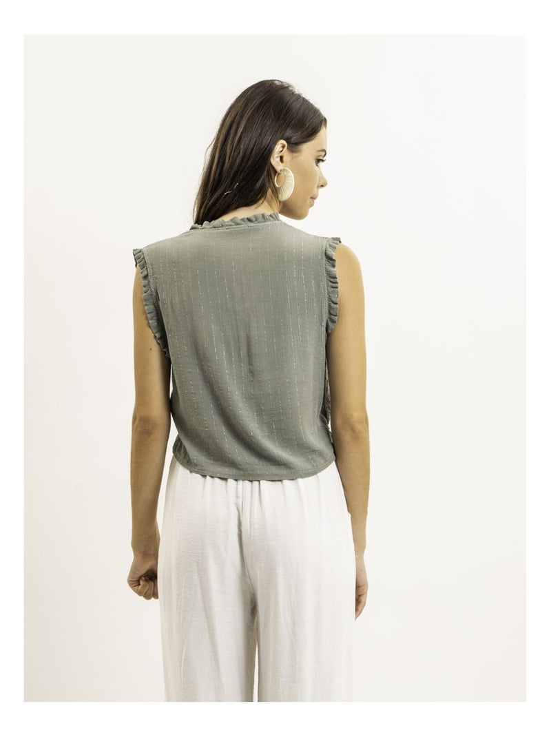 Blouse sans manches smocke OZAKIA Kaki - Kiabi