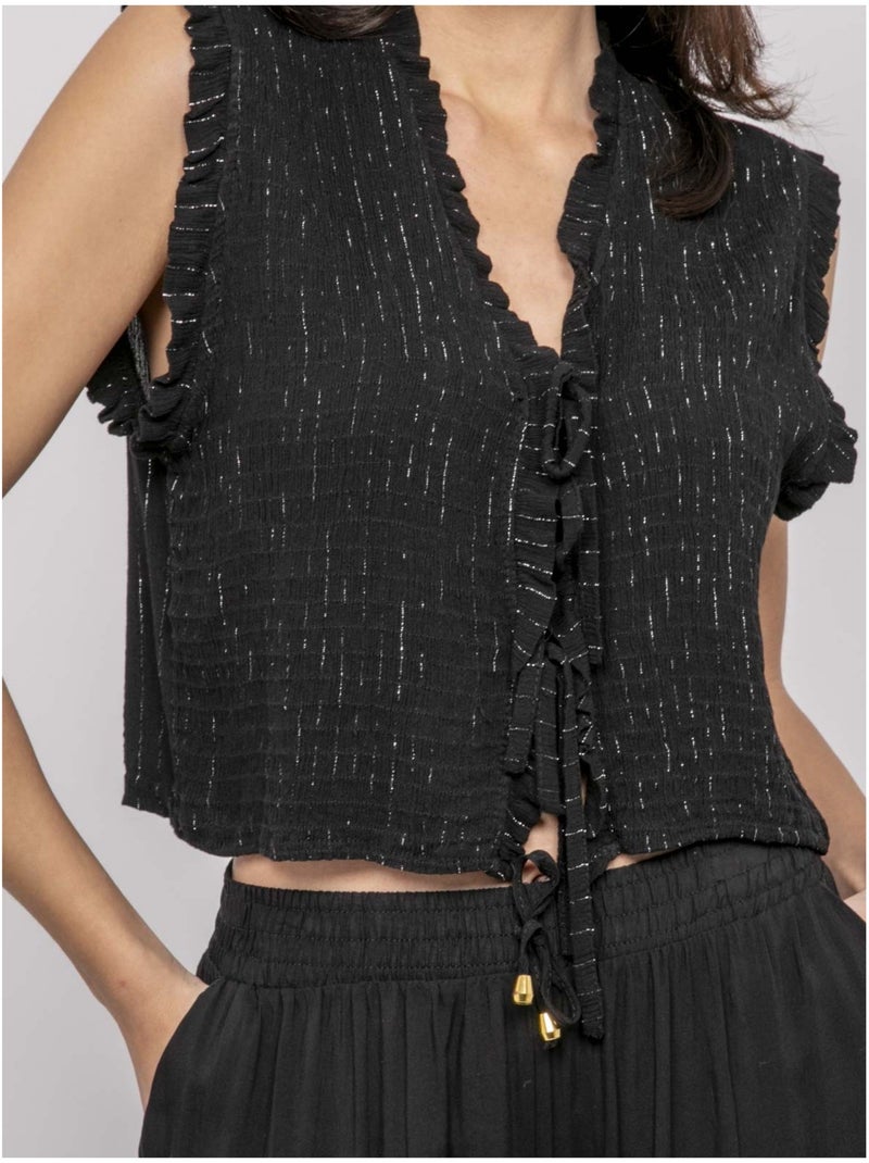 Blouse sans manches smocke OZAKIA Noir - Kiabi