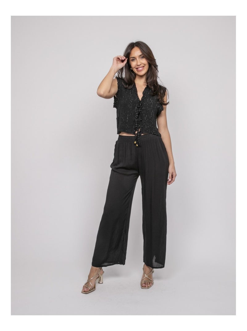 Blouse sans manches smocke OZAKIA Noir - Kiabi
