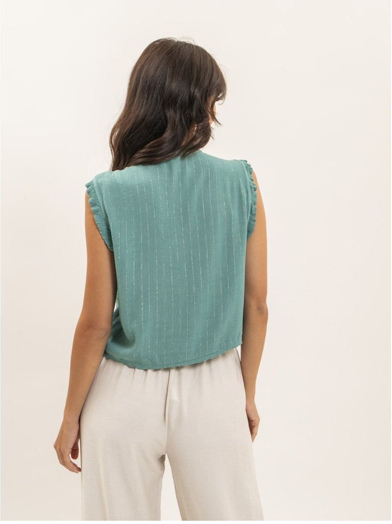 Blouse sans manches smocke OZAKIA Vert pistache - Kiabi