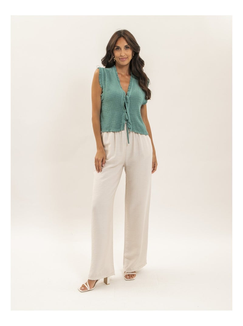 Blouse sans manches smocke OZAKIA Vert pistache - Kiabi