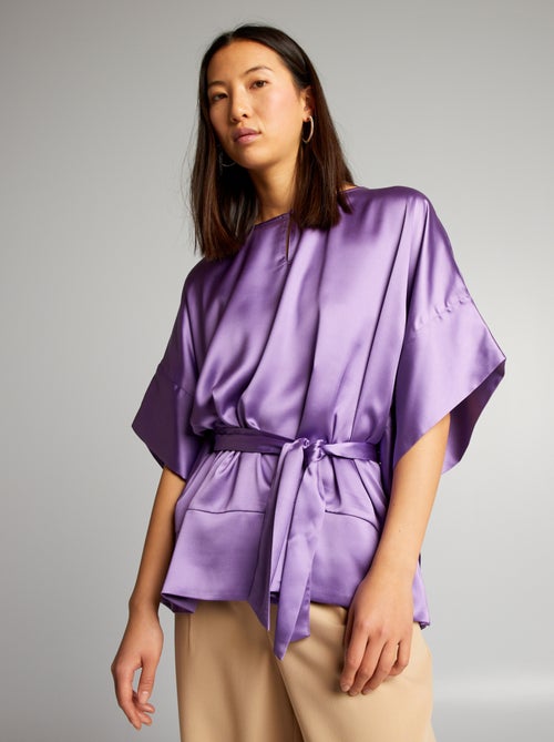 Blouse sans manches unie et satinée - Kiabi