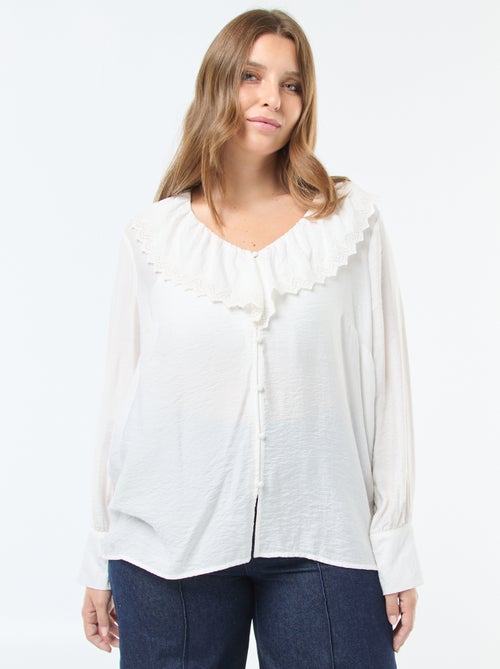 Blouse satinée avec col claudine 'Vero Moda' - Kiabi