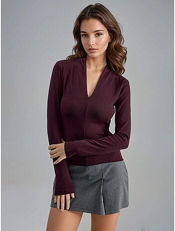 Blouse slim à manches longues avec col en v busem