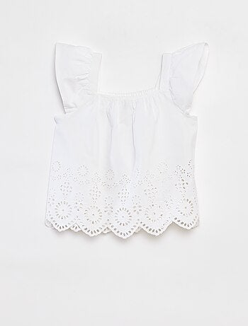 Blouse smockée avec broderie anglaise