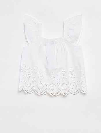 Blouse smockée avec broderie anglaise