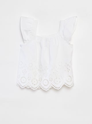 Blouse smockée avec broderie anglaise