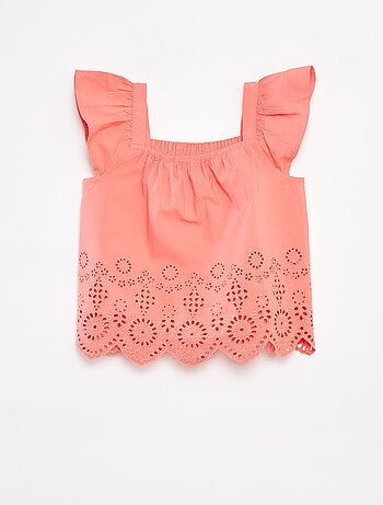 Blouse smockée avec broderie anglaise