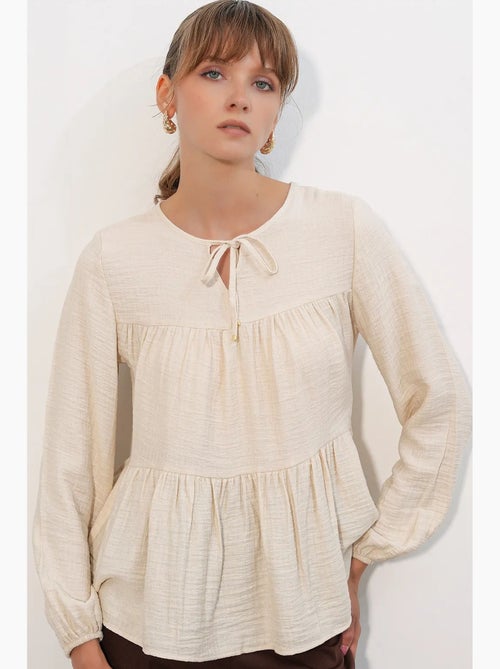 Blouse structuur met knoop voor bdart - Kiabi