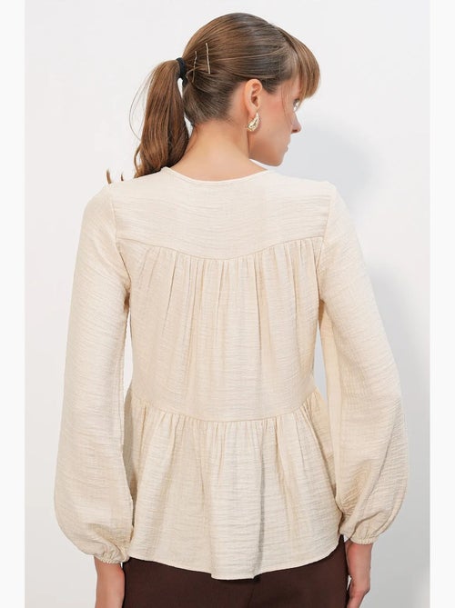 Blouse structuur met knoop voor bdart - Kiabi