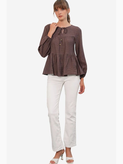 Blouse structuur met knoop voor bdart - Kiabi