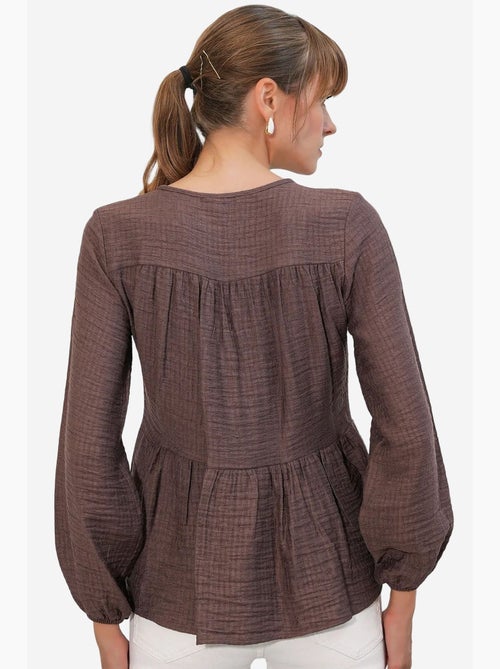 Blouse structuur met knoop voor bdart - Kiabi