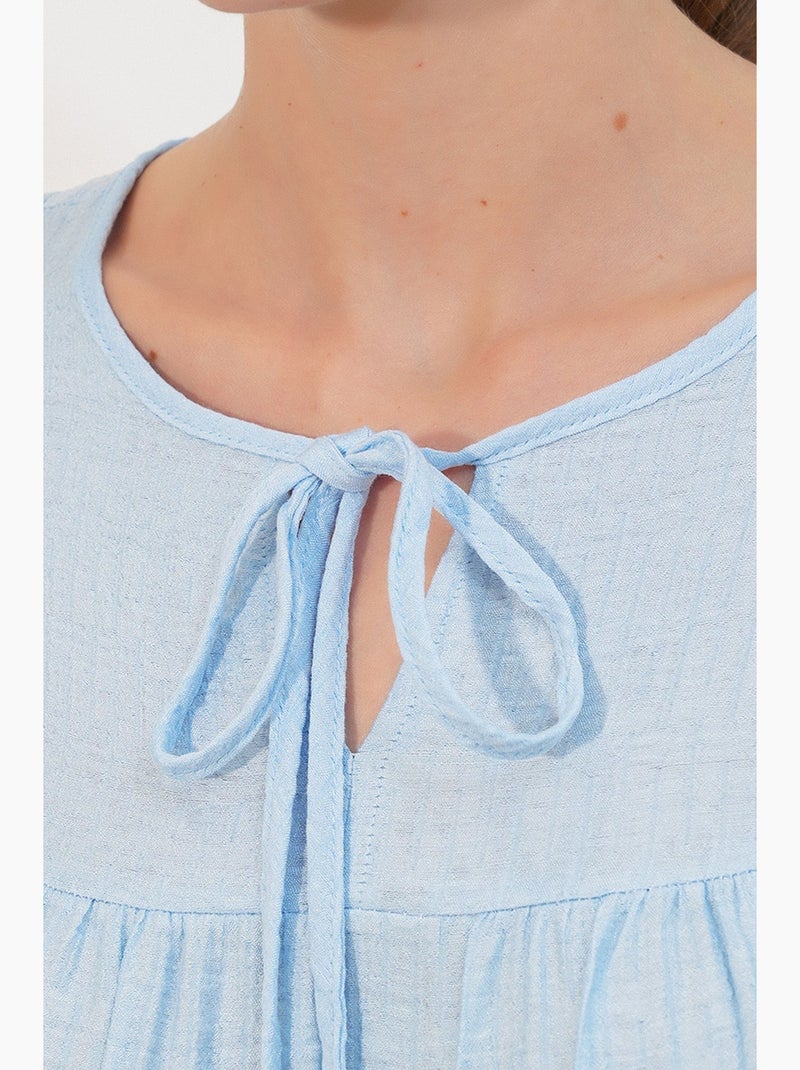 Blouse structuur met knoop voor bdart Hemelsblauw - Kiabi