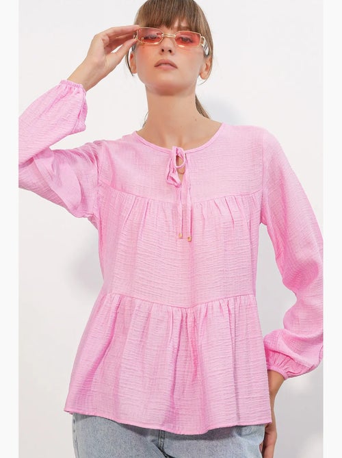 Blouse structuur met knoop voor bdart - Kiabi