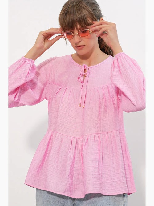 Blouse structuur met knoop voor bdart - Kiabi