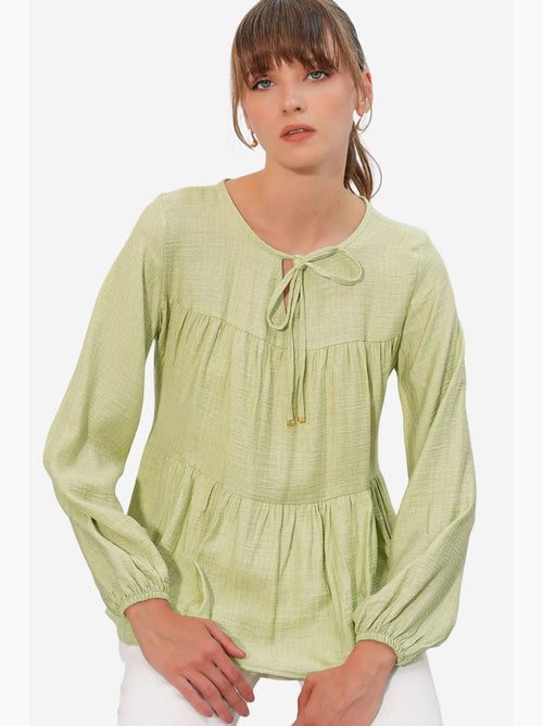 Blouse structuur met knoop voor bdart - Kiabi Blouse structuur met knoop voor bdart - Kiabi