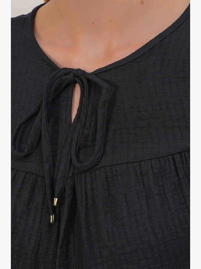 Blouse structuur met knoop voor bdart Zwart - Kiabi