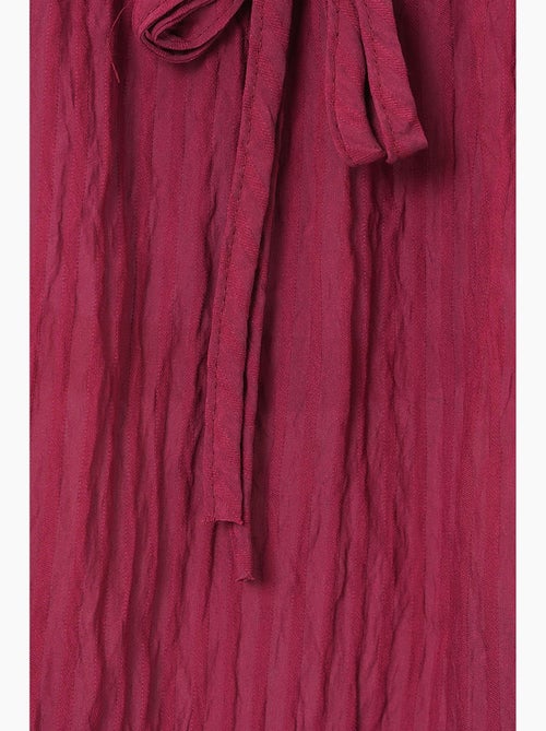 Blouse structuur seersucker v-hals met strik bdart - Kiabi