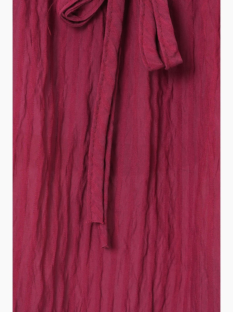 Blouse structuur seersucker v-hals met strik bdart Bordeauxrood - Kiabi