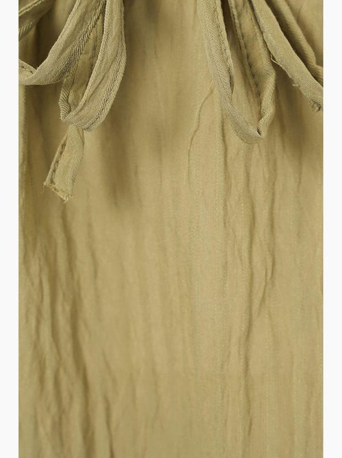Blouse structuur seersucker v-hals met strik bdart - Kiabi