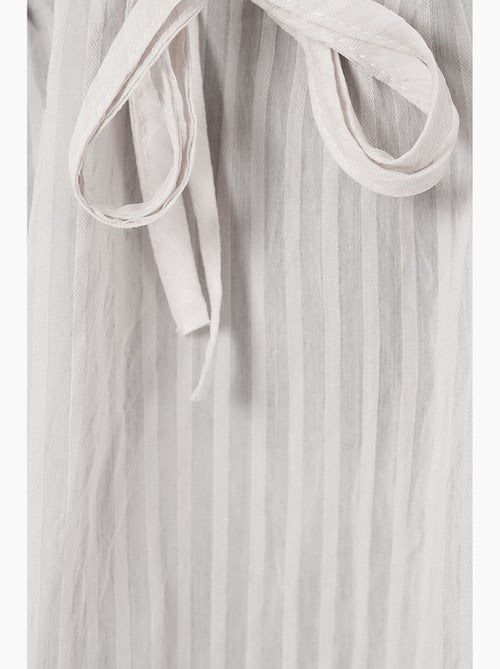 Blouse structuur seersucker v-hals met strik bdart - Kiabi