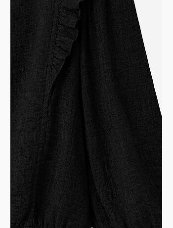 Blouse texturée à volants et col rond mixray