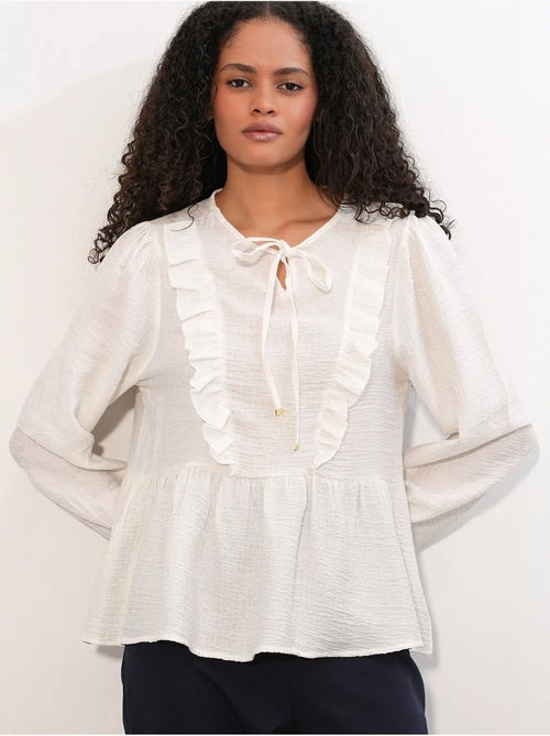 Blouse tissée à volants avec lien bdart - Kiabi