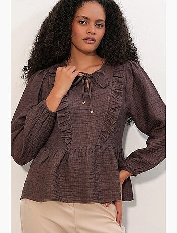 Blouse tissée à volants avec lien bdart