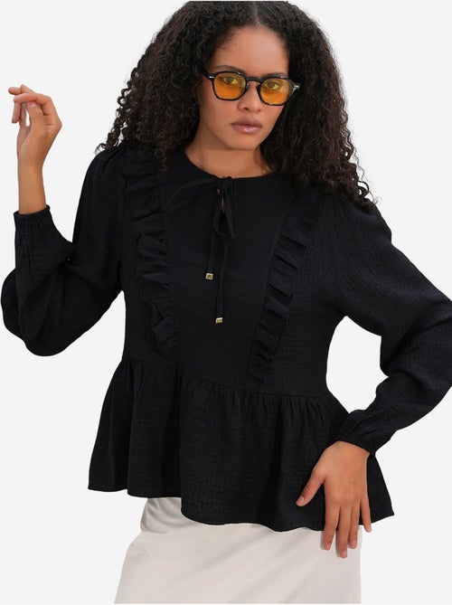 Blouse tissée à volants avec lien bdart - Kiabi